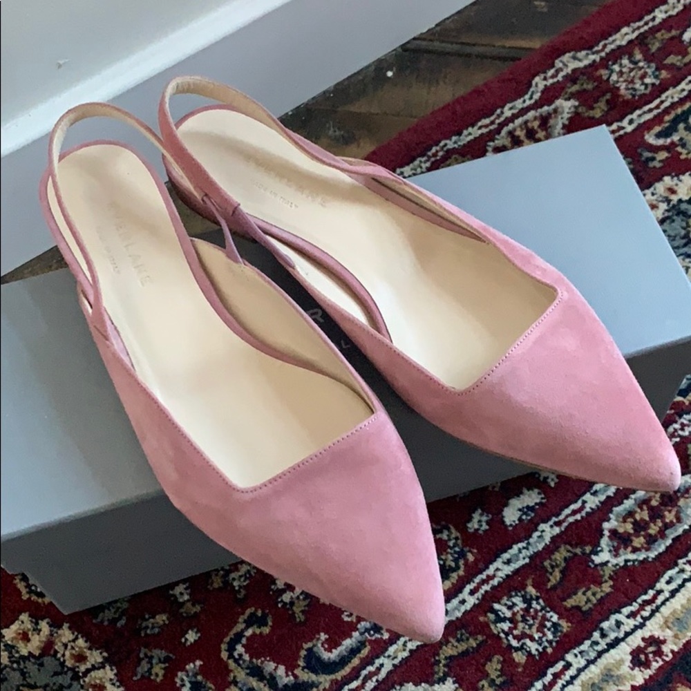 Everlane Editor blush suede pointy flats size 7
